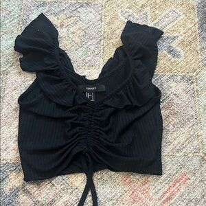 Forever 21 Black Ruffled Crop Top